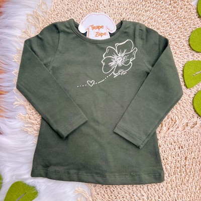 Conj. Blusa Manga Longa e Legging Floral - Verde e Areia